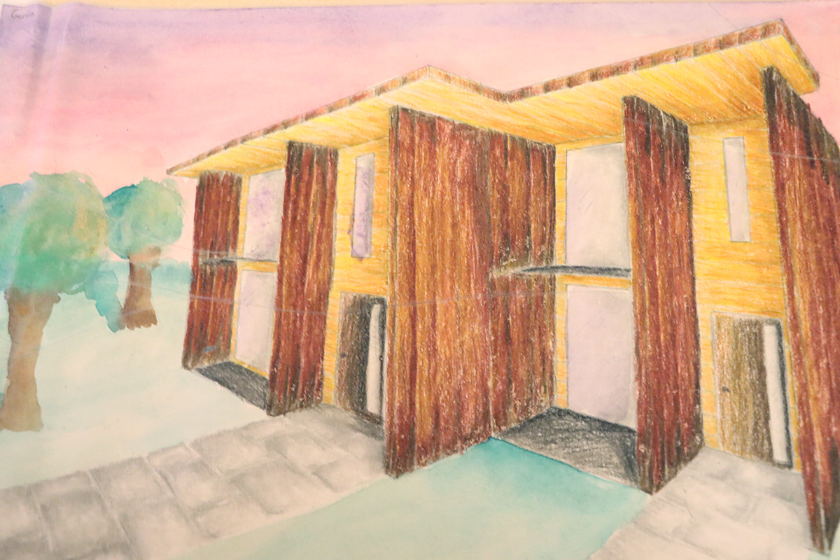 Framtidens hus, ritat av elev på Lindbergs skola