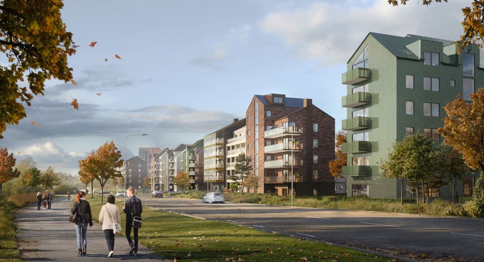 Illustration över nya flerbostadshus på Södra Sörse.